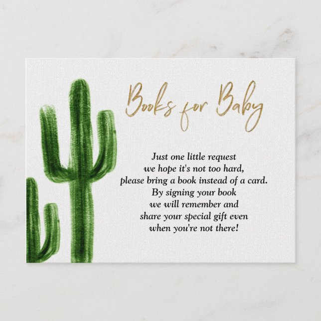Taco bout baby Cactus Baby Shower Books for Baby Invitation Postcard (Front)