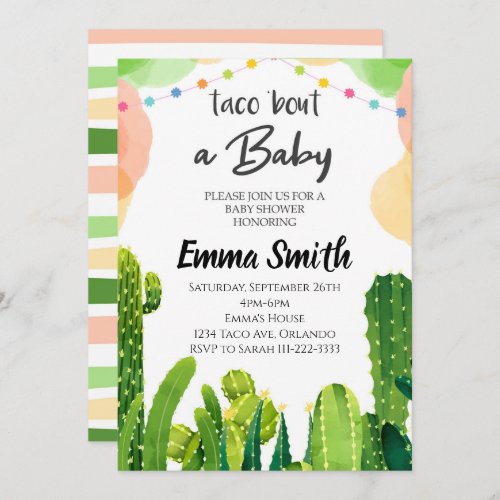 Taco Bout Baby Cactus Baby Shower Invitation