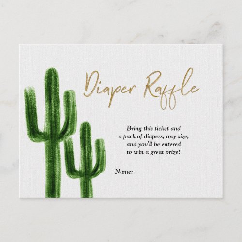 Taco bout baby Cactus Couples Shower Diaper Raffle Postcard