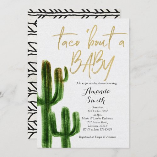 Taco bout baby Cactus Couples Shower Invite card