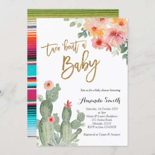 Taco bout baby Floral Baby Shower Invitation