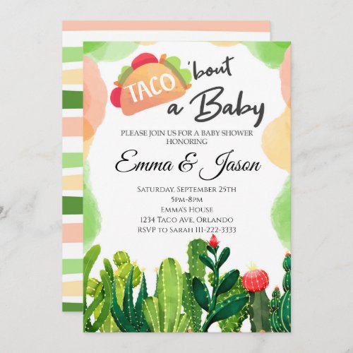 Taco Bout Baby Flower Cactus Baby Shower Invite