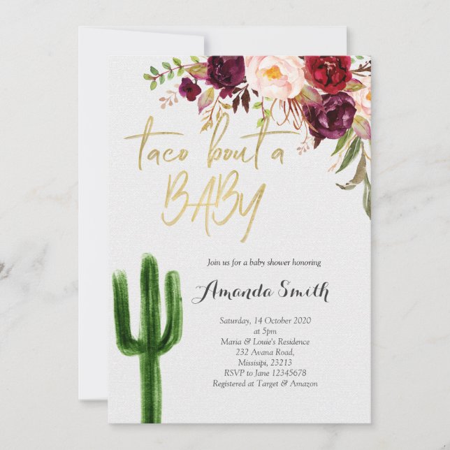 Taco bout baby Marsala Couples Shower Invitation (Front)