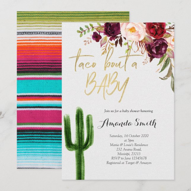 Taco bout baby Marsala Couples Shower Invitation (Front/Back)