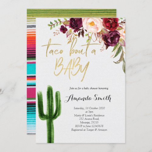 Taco bout baby Marsala Couples Shower Invitation