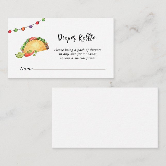 Taco' Bout Baby shower Diaper Raffle Enclosure Card (Front/Back)