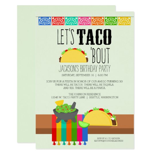 taco bout birthday party invitation zazzle com