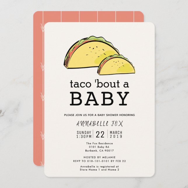 Taco Bout Fiesta Baby Shower Invitation (Front/Back)