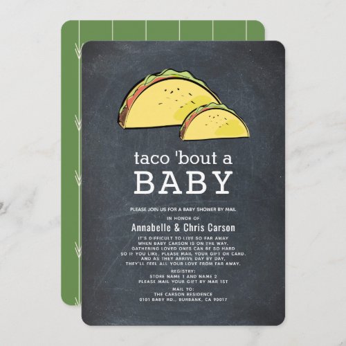 Taco Bout Fiesta Chalkboard Baby Shower by Mail Invitation