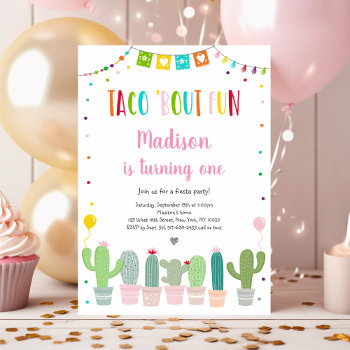 Taco 'bout Fun Fiesta First Birthday Invitation by LittlePrintsParties at Zazzle