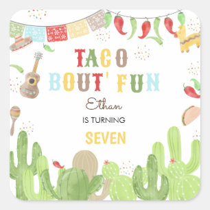 Taco bout' fun fiesta mexican birthday square sticker