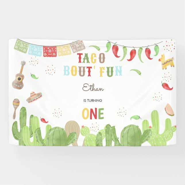Taco bout' fun fiesta mexican first birthday banner (Horizontal)