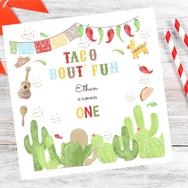 Taco bout' fun fiesta mexican first birthday napkins (Creator Uploaded)