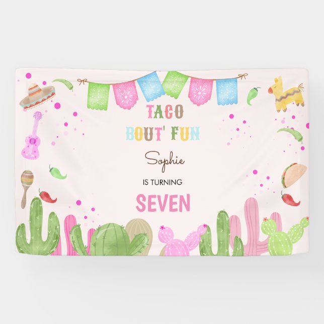 Taco bout fun fiesta mexican girl birthday banner (Horizontal)
