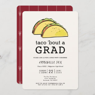 Taco Bout GRAD Burgundy Graduation Party Invitation