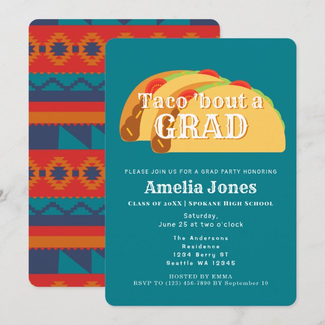 Taco Bout GRAD Graduation Party Invitation (Front/Back)