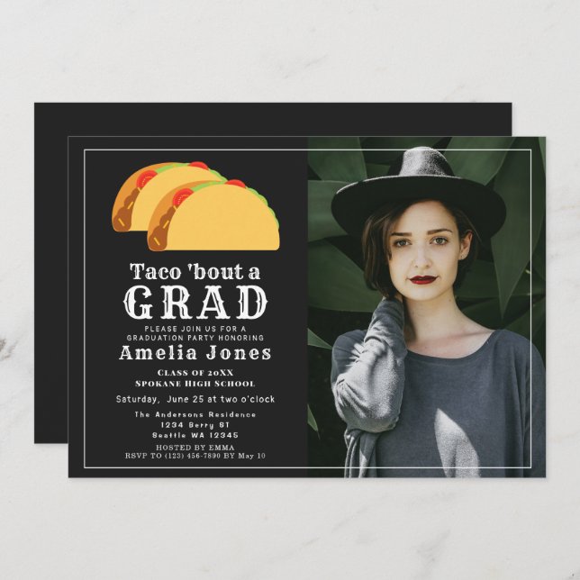 Taco Bout GRAD Graduation Party Photo Invitation (Front/Back)