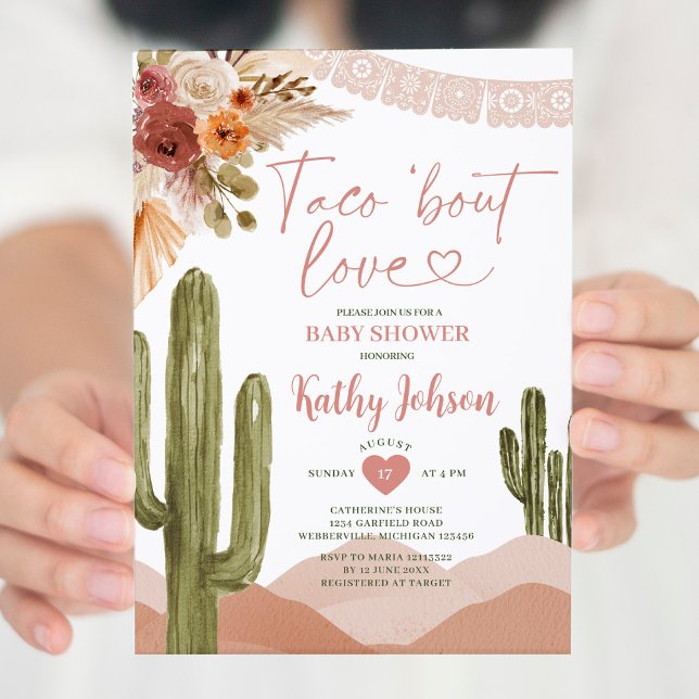 Taco bout love Baby Shower southwestern cactus Invitation (Creator Uploaded)