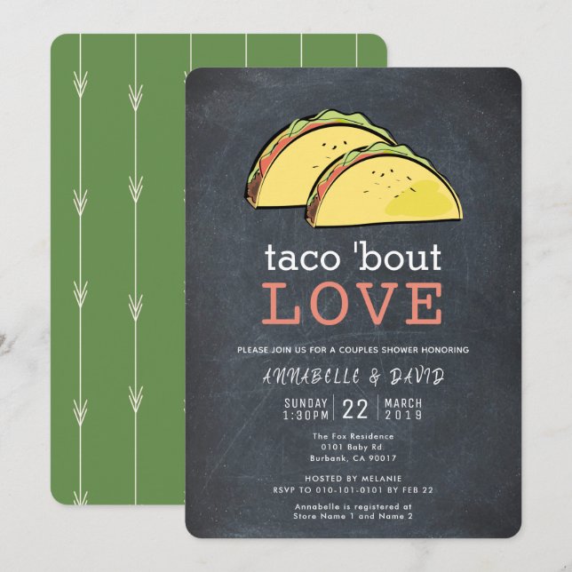 Taco Bout Love Black Chalkboard Couples Shower Invitation (Front/Back)