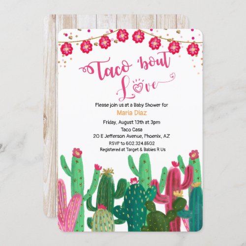 Taco bout Love Cactus Baby Shower Invitation