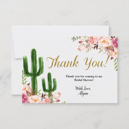 Taco bout love Cactus Bridal Shower Thank You card