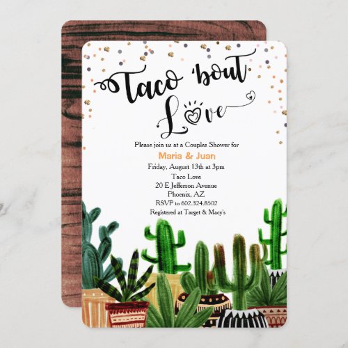 Taco bout Love Cactus Couples Shower Invitation