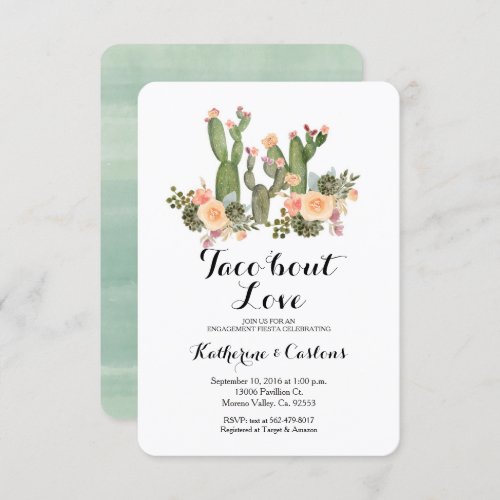 Taco Bout Love cactus engagement party Invitation