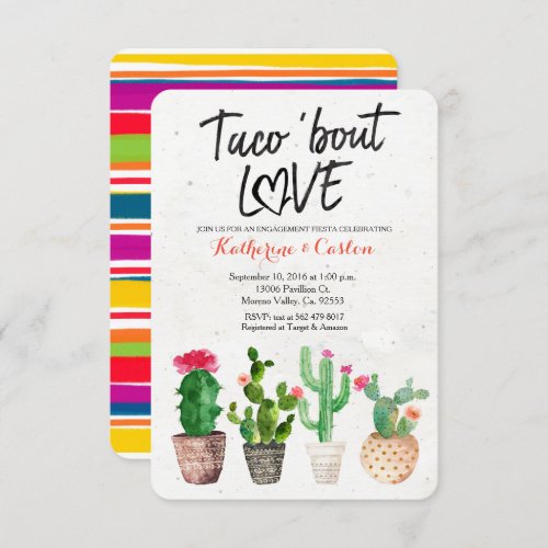 Taco Bout Love Cactus engagement party Invitation