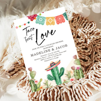 Taco Bout Love Cactus Fiesta Couples Shower Invita Invitation by Anietillustration at Zazzle
