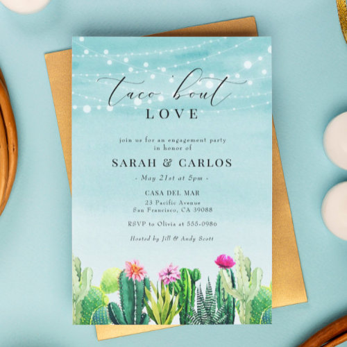 Taco 'Bout Love Cactus Fiesta Engagement Party Invitation