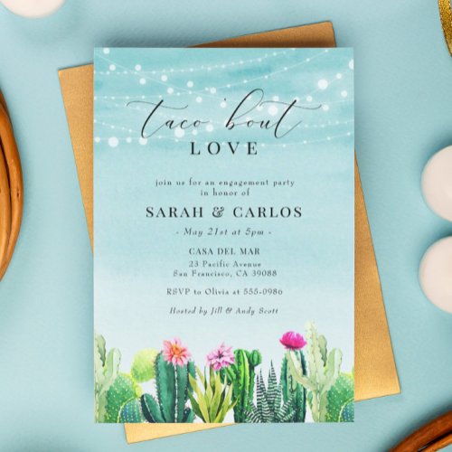 Taco Bout Love Cactus Fiesta Engagement Party Invitation