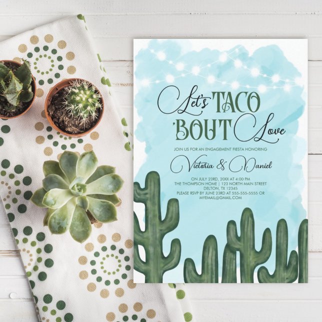 Taco Bout Love Cactus Lights Wedding Engagement Invitation (Creator Uploaded)