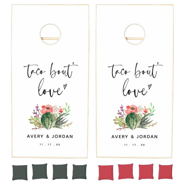 Taco Bout Love Cactus Succulent Wedding Fiesta Cornhole Set (Set)