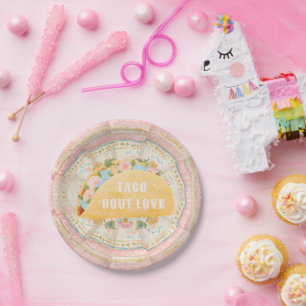Taco Bout Love Coquette Mexican Taco Fiesta Paper Plates