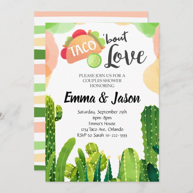 Taco Bout Love Couples Shower Invitation (Front/Back)