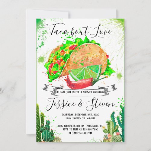 Taco bout love couples shower invitation cactus
