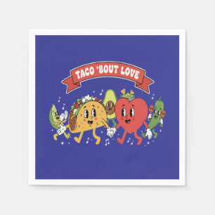 Taco 'Bout Love Cute Retro Cartoon Valentine's Day Napkins