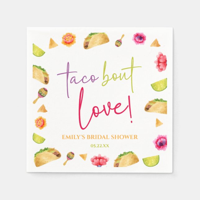 Taco Bout Love! Fiesta Bridal Shower Napkins (Front)