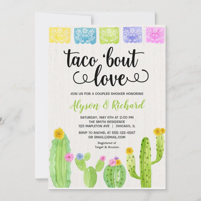 Taco bout love Fiesta cactus bridal shower Invitation (Front)