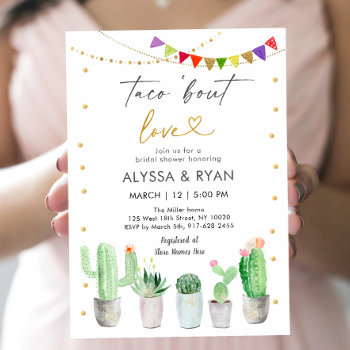 Taco 'bout Love Fiesta Cactus Bridal Shower Invitation by LittlePrintsParties at Zazzle