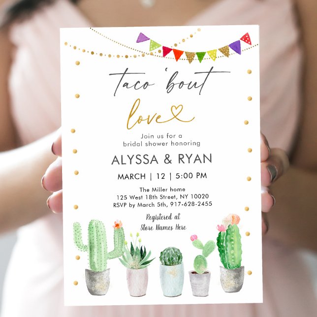 Taco 'Bout Love Fiesta Cactus Bridal Shower Invitation (Creator Uploaded)