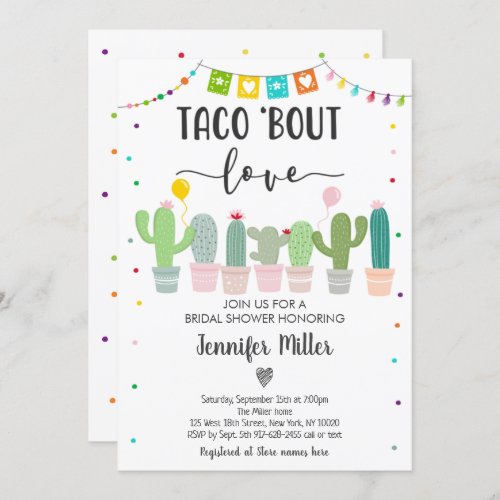 Taco Bout Love Fiesta Cactus Bridal Shower Invitation