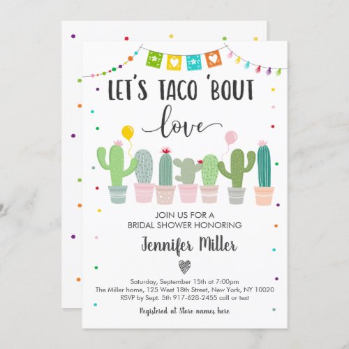 Taco Bout Love Fiesta Cactus Bridal Shower Invitation