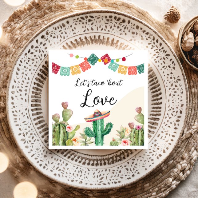 Taco Bout Love Fiesta Cactus Watercolor Shower Napkins (Creator Uploaded)