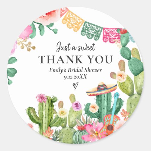 Taco Bout Love Fiesta Couples Shower Cactus Classic Round Sticker