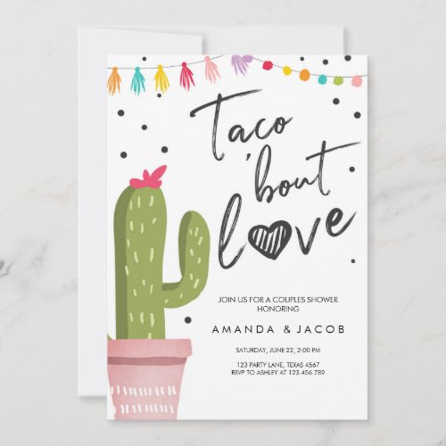 Taco Bout Love Fiesta Couples Shower Cactus Invitation