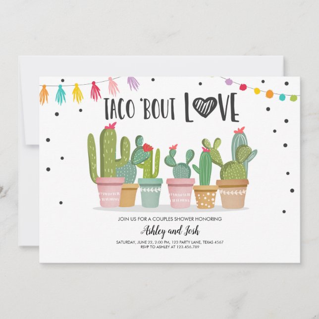 Taco Bout Love Fiesta Couples Shower Cactus Invitation (Front)