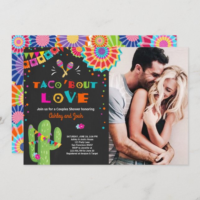Taco Bout Love Fiesta Couples shower invitation (Front/Back)