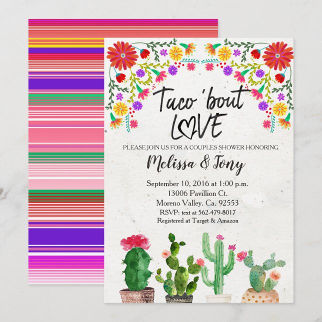Taco Bout Love Fiesta Couples Shower Invitation (Front/Back)