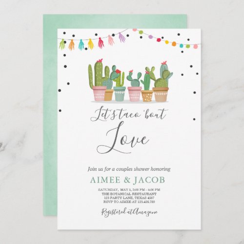 Taco Bout Love Fiesta Couples Shower Invite Cactus